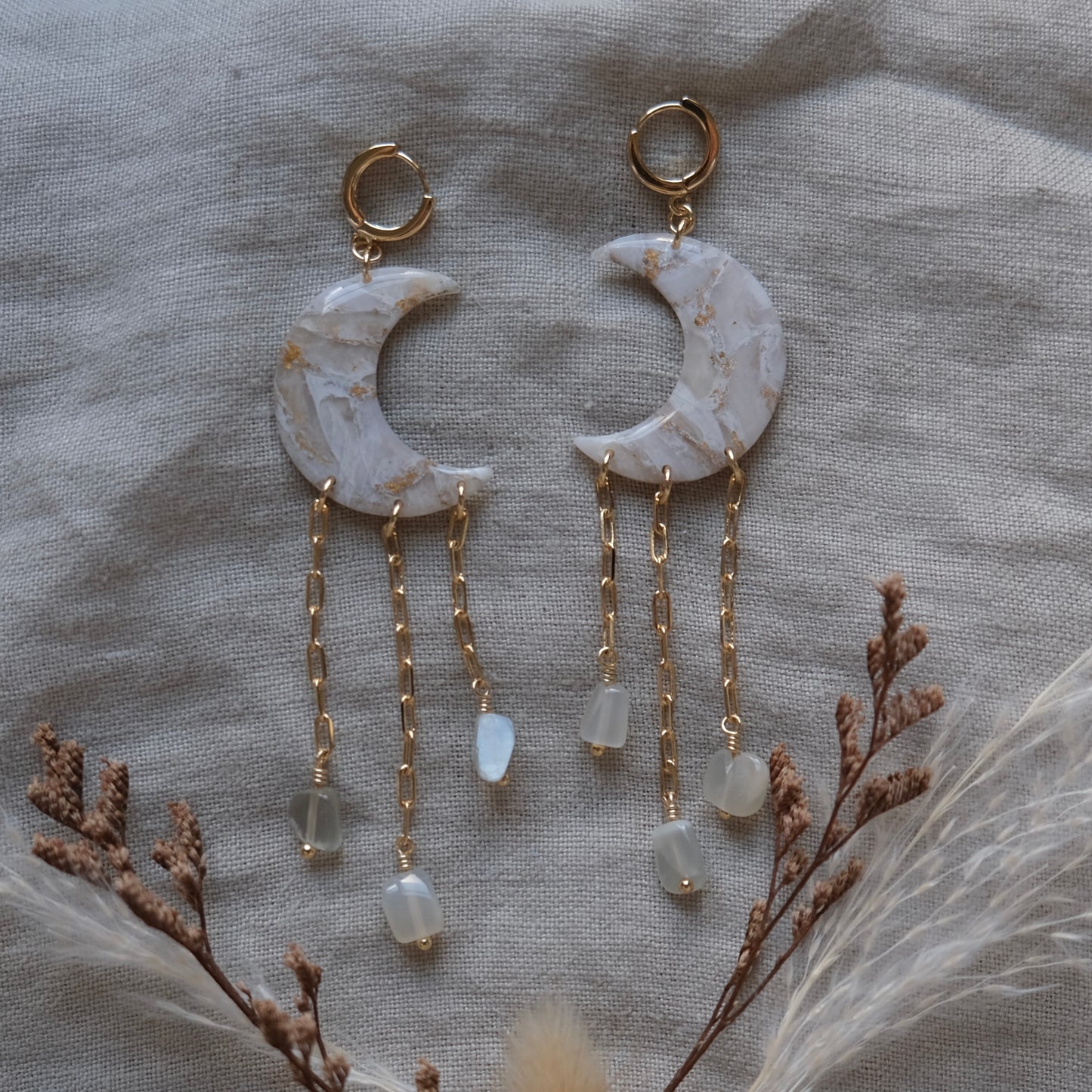 Luna | pearly gold - moonstones