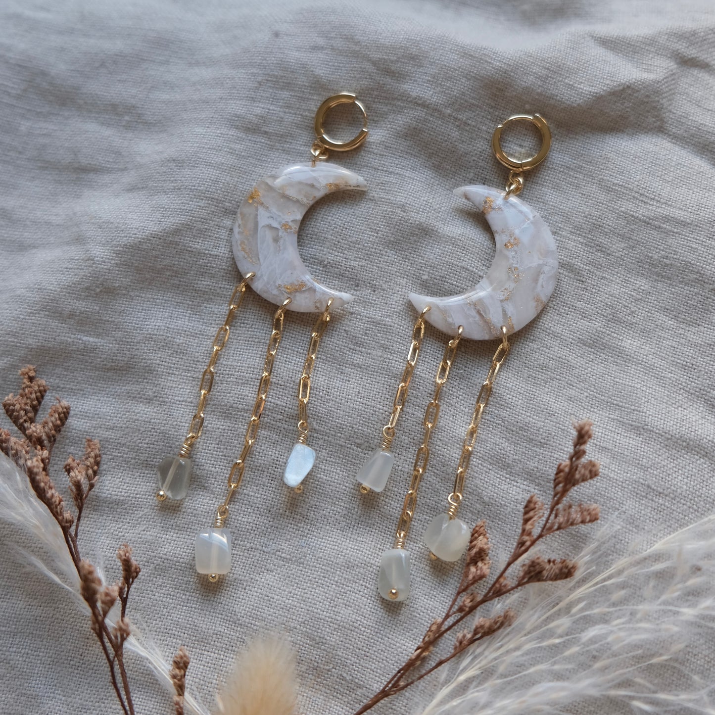 Luna | pearly gold - moonstones