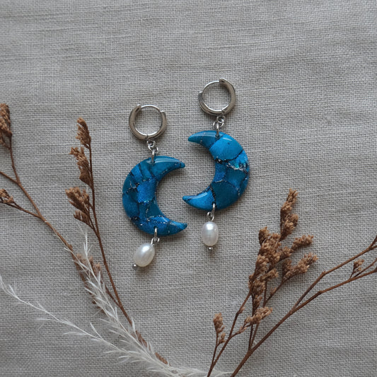mini luna | peacock blue + silver