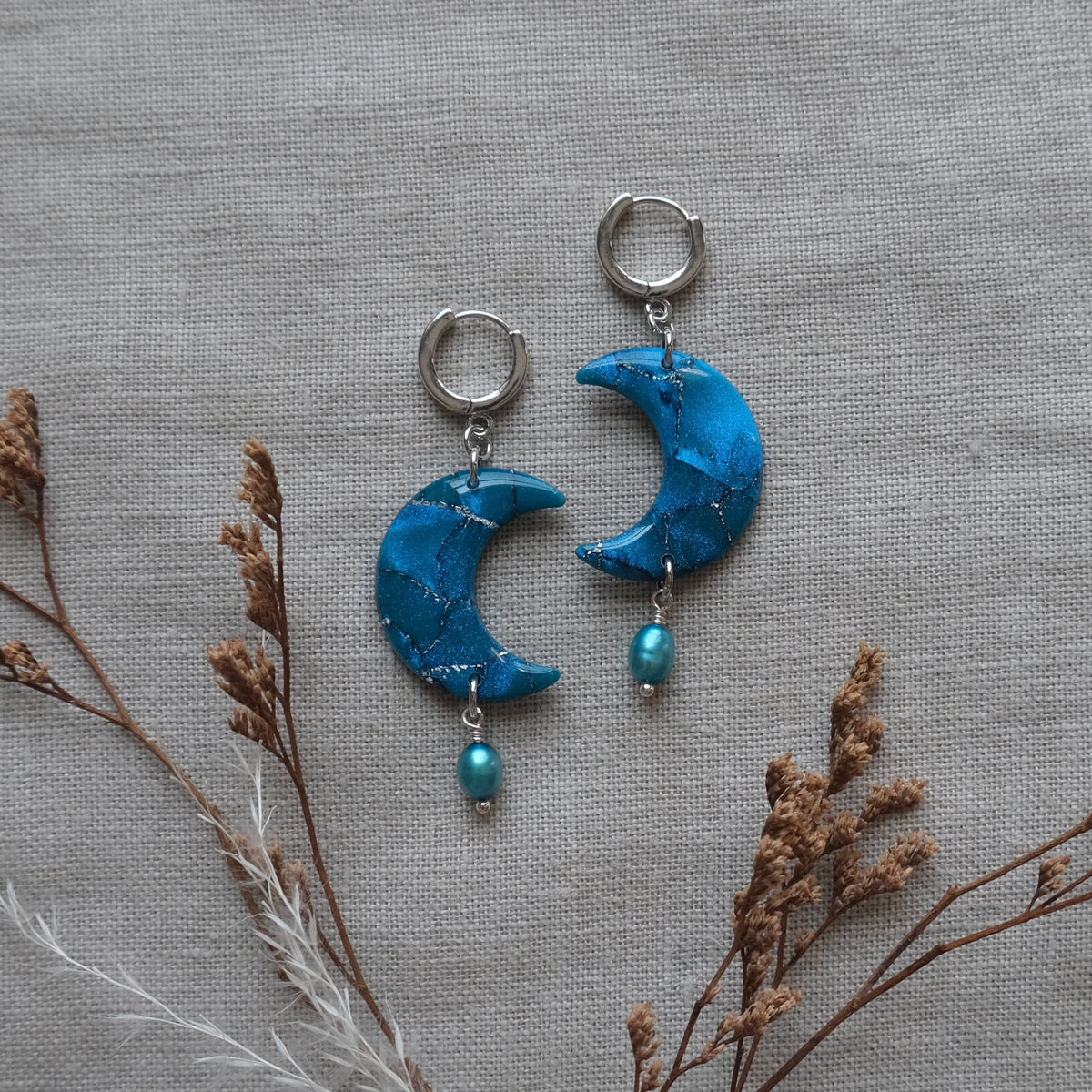mini luna | peacock blue + silver