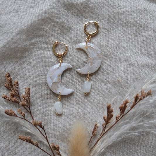 mini luna | pearly gold + moonstones