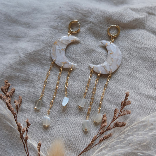 Luna | pearly gold - moonstones